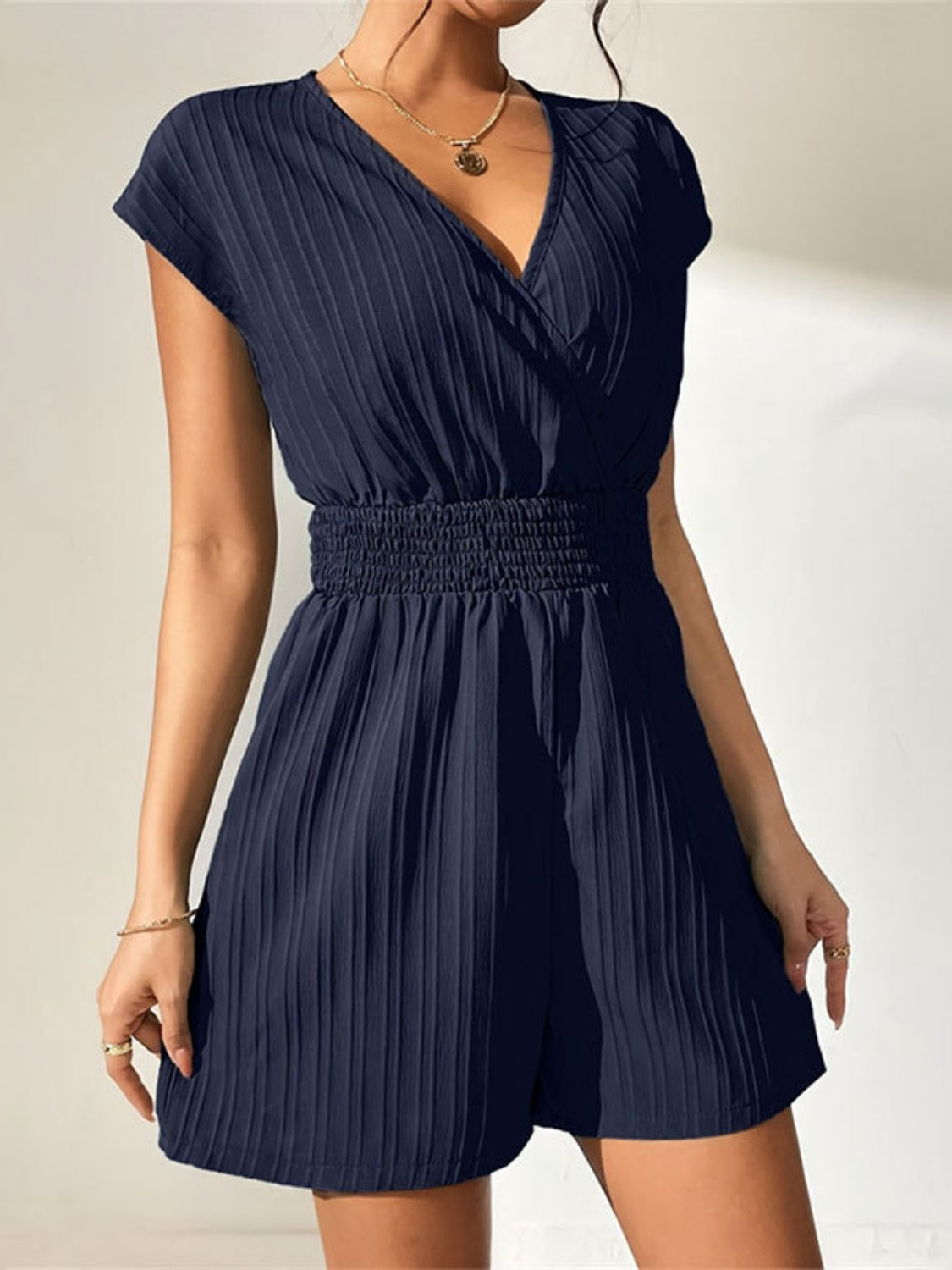 Tied Surplice Short Sleeve Romper